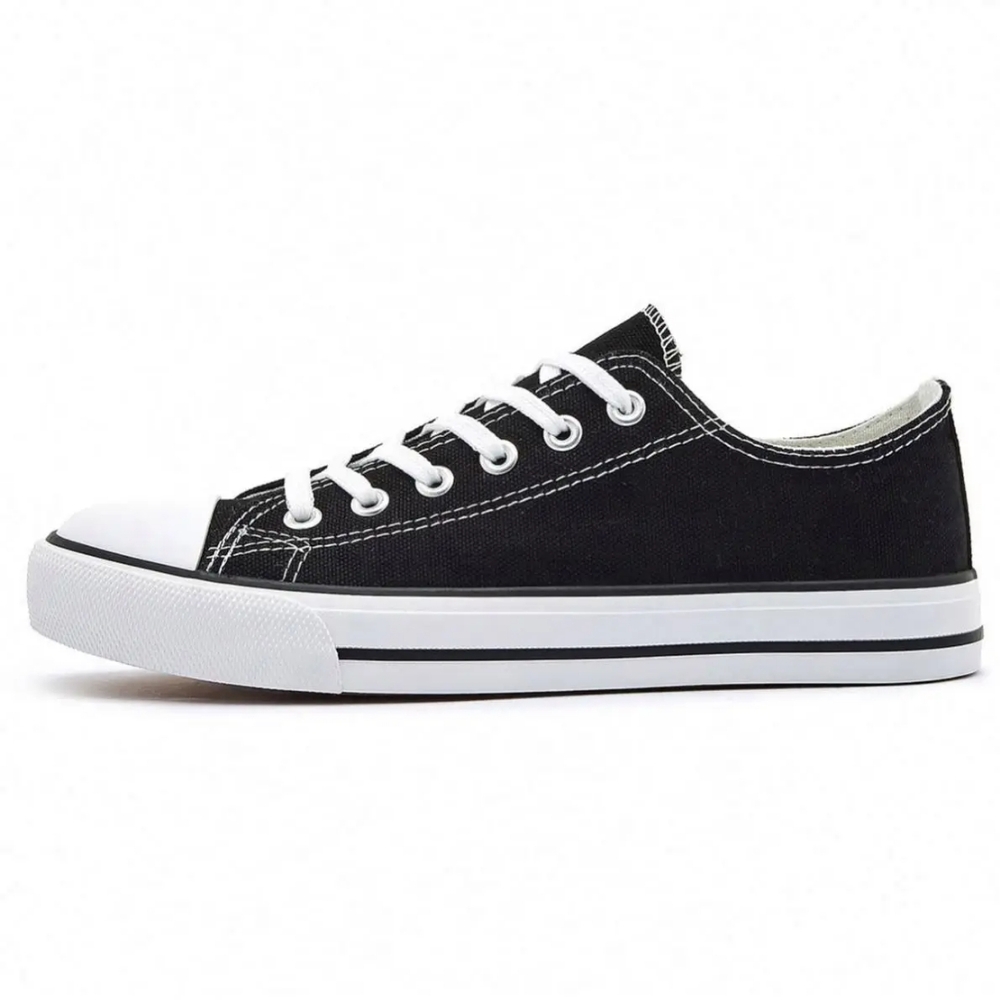 canvas Black Low-Top Sneakers